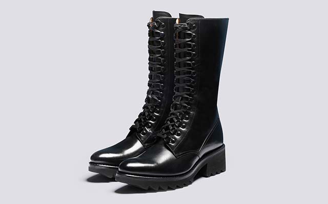 Grenson Eunice Womens Boots in Black Zip Leather GRS212637